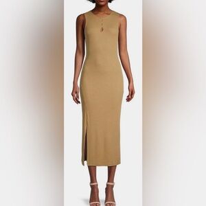 LNA Miah Cutotut Ribbed Tank Dress, Nectar (Tan), sz M